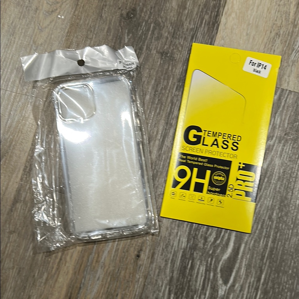 iPhone 14 case and glass screen protector